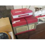 FIDELITY RED PLASTIC CASED RECORD PLAYER TOGETHER WITH A DANSETTE RECORD PLAYER (2)