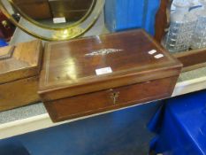 19TH CENTURY ROSEWOOD AND MOTHER OF PEARL INLAID TRAVELLING WRITING SLOPE