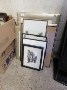 BUNDLE OF MIXED PRINTS, SILVER FRAMED MONET PRINTS ETC