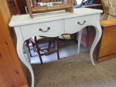 GOOD QUALITY BLUE PAINTED CONSOLE TABLE WITH TWO DRAWERS ON SHAPED LEGS