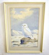 AR John Shepperd (20th Century), Snowy Owl in Landscape, watercolour, signed lower right, 53 x 35cm