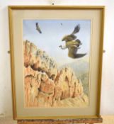 AR John Tennent (Born 1926), "Vultures in Crete", watercolour, signed lower left, 55 x 40cm