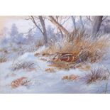 AR Richard Robjent (Born 1937), Woodcock in Winter, watercolour, signed and dated 1984 lower