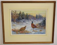 AR Richard Robjent (Born 1937), Pheasant in Winter, watercolour, signed and dated 1985 lower