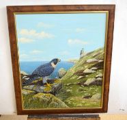 AR Steven Jaremko (20th Century), Pair of Peregrine Falcons in Coastal Landscape, oil on board,