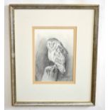 AR Simon Gudgeon (Born 1958), Owl on a Stump, Pencil drawing, signed lower right, 22 x 16cms