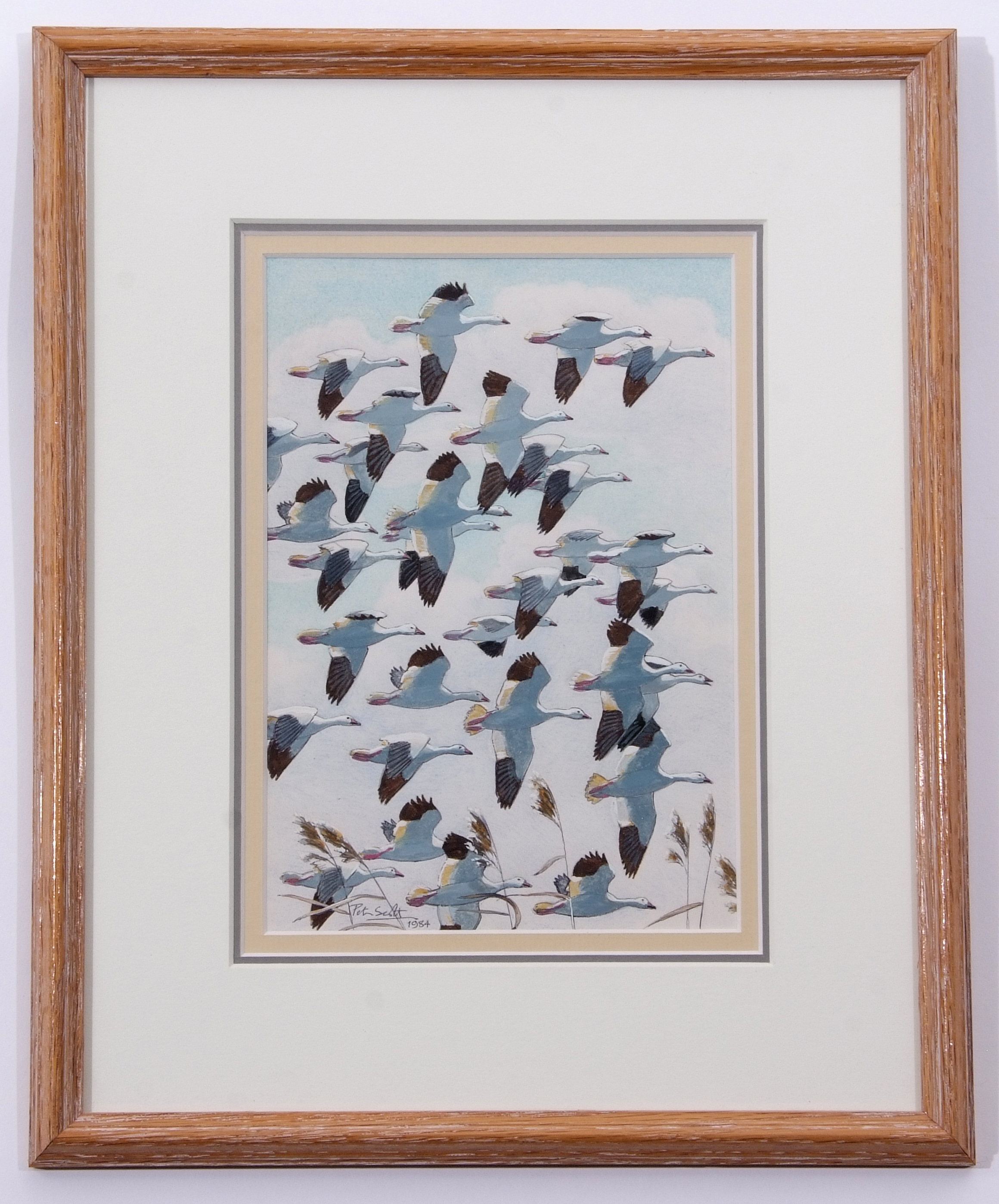 AR Sir Peter Markham Scott, CH, CBE (1909-1989), Geese in flight, pen, ink and watercolour, signed - Image 2 of 2