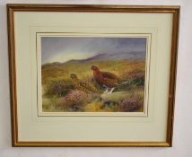 AR Richard Robjent (Born 1937), Grouse in Moorland, watercolour, signed lower right, 24 x 32cm