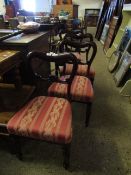 SET OF FOUR 19TH CENTURY MAHOGANY BALLOON BACK DINNING CHAIRS WITH CORAL AND ACANTHUS LEAF