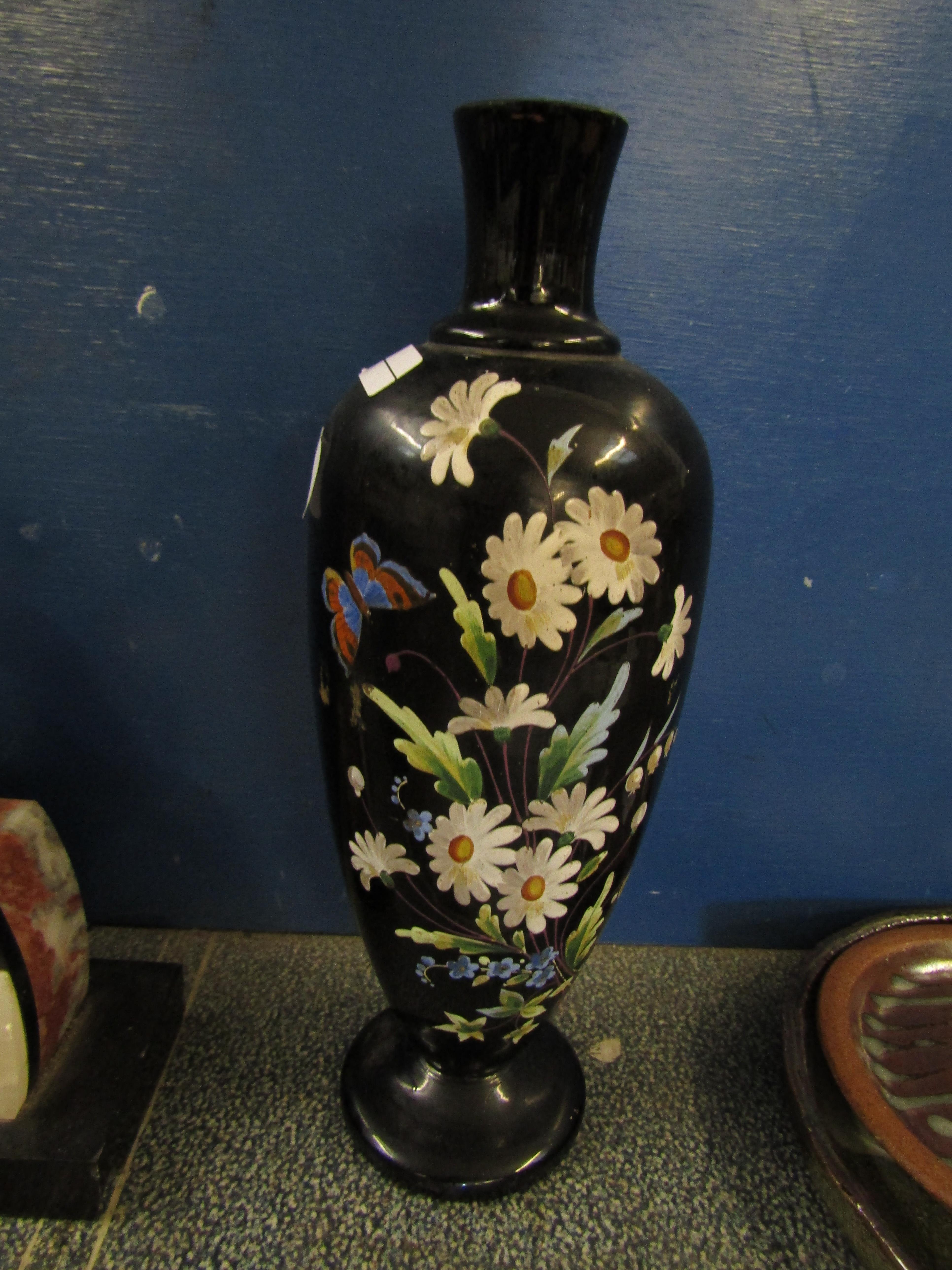 FRENCH PAINTED GLASS VASE