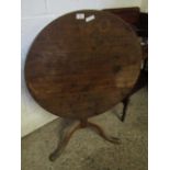 GEORGIAN MAHOGANY CIRCULAR TILT TOP TABLE ON A TRIPOD BASE