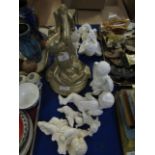 QTY OF WHITE GLAZED PATTI ORNAMENTS