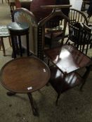 MAHOGANY FRAMED CIRCULAR TOPPED TABLE WITH TURNED COLUMN ON A TRIPOD BASE TOGETHER WITH A