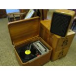 TEAK FRAMED MURPHY LIFT UP TOP RECORD PLAYER TOGETHER WITH A FURTHER TEAK FRAMED SPEAKER (2)