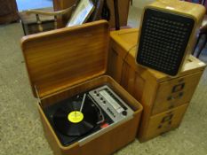 TEAK FRAMED MURPHY LIFT UP TOP RECORD PLAYER TOGETHER WITH A FURTHER TEAK FRAMED SPEAKER (2)