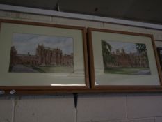 AR DENNIS FLANDERS (1915-1994), "KEBLE COLLEGE, OXFORD", PAIR OF COLOURED PRINTS, BOTH SIGNED AND