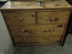 VICTORIAN PINE FRAMED TWO OVER TWO FULL WIDTH DRAWER CHEST WITH TURNED KNOB HANDLES