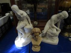 PARION NARCISSUS MODELLED BY EB STEPHENS BY COPELAND SPODE AND GARRETT TOGETHER WITH A RESIN BUST OF