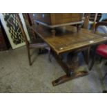 EARLY 20TH CENTURY OAK PLANKED TOP REFECTORY TABLE WITH PINEAPPLE SUPPORTS