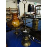 VICTORIAN STYLE OIL LAMP WITH AMBER SHADE (ELECTRIC)