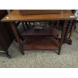EDWARDIAN MAHOGANY FRAMED TWO TIER SIDE TABLE WITH SQUARE REEDED LEGS