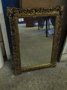 19TH CENTURY GILT AND JESSO RECTANGULAR WALL MIRROR WITH PIERCED EDGE