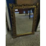 19TH CENTURY GILT AND JESSO RECTANGULAR WALL MIRROR WITH PIERCED EDGE