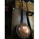 COPPER WARMING PAN WITH TURNED HANDLE