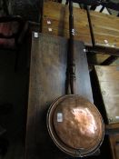 COPPER WARMING PAN WITH TURNED HANDLE