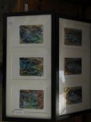 THREE FRAMED PICTURES WITH GOLD FINISH SIGNED SARAH OLLERTUSHAW