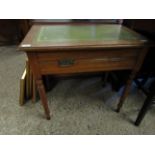 OAK FRAMED SINGLE DRAWER CHEST WITH LEATHER INSERT IN RING TURNED LEGS