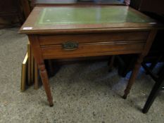 OAK FRAMED SINGLE DRAWER CHEST WITH LEATHER INSERT IN RING TURNED LEGS