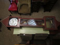 MID-19TH CENTURY FRENCH WALL MOUNTED WEIGHT DRIVEN CLOCK, ROBERT A ALBI, THE RED PAINTED AND GILT