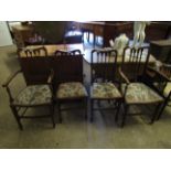 SET OF FOUR EDWARDIAN MAHOGANY AND SATINWOOD BANDED CHAIRS WITH UPHOLSTERED SEAT COMPRISING OF TWO