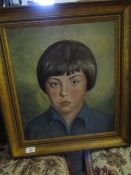 GILT FRAMED PORTRAIT OF A GRUMPY CHILD