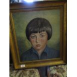 GILT FRAMED PORTRAIT OF A GRUMPY CHILD