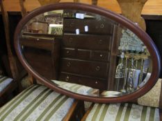 MAHOGANY FRAMED OVAL WALL MIRROR