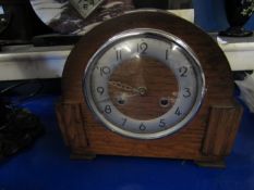 OAK FRAMED MANTLE CLOCK