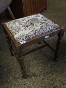 OAK FRAMED UPHOLSTERED TOP STOOL