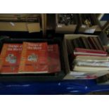 BOX STANLEY GIBBONS STAMPS OF THE WORLD VOLUMES TOGETHER WITH A BOX OF ASSORTED STAMPS, STAMP ALBUMS