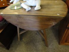 ELM ERCOL CIRCULAR DROP LEAF TABLE WITH SPLAYED LEGS AND SUPPORTED BY AN X STRETCHER