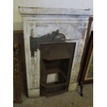 EDWARDIAN CAST IRON FIRE INSERT WITH BUILT IN BASKET