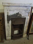 EDWARDIAN CAST IRON FIRE INSERT WITH BUILT IN BASKET