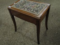 MAHOGANY FORMED EMBROIDERED TOP PIANO STOOL