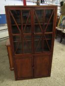 MAHOGANY FRAMED ASTRAGAL GAZED BOOKCASE WITH TWO GLAZED DOORS OVER TWO PANELLED CUPBOARD DOORS