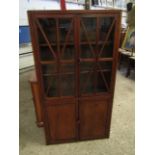 MAHOGANY FRAMED ASTRAGAL GAZED BOOKCASE WITH TWO GLAZED DOORS OVER TWO PANELLED CUPBOARD DOORS