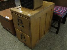OAK FRAMED TWO DRAWER FILING CABINET WITH DECORATIVE BRASS FITTINGS