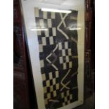 GOOD QUALITY VINTAGE FRAMED BLACK AND WHITE PATCHWORK