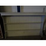 GOOD QUALITY WHITE PAINTED DRESSER BACK WITH TWO FIXED SHELVES AND PANELLED BACK
