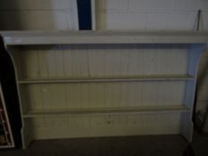 GOOD QUALITY WHITE PAINTED DRESSER BACK WITH TWO FIXED SHELVES AND PANELLED BACK